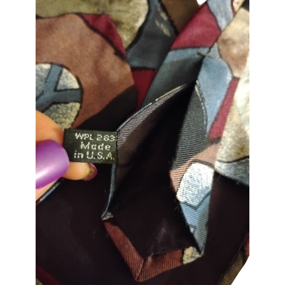 Zylos Abstract Geo Tie By George Macahdo 100% Italian Silk Office Executive - Picture 6 of 6